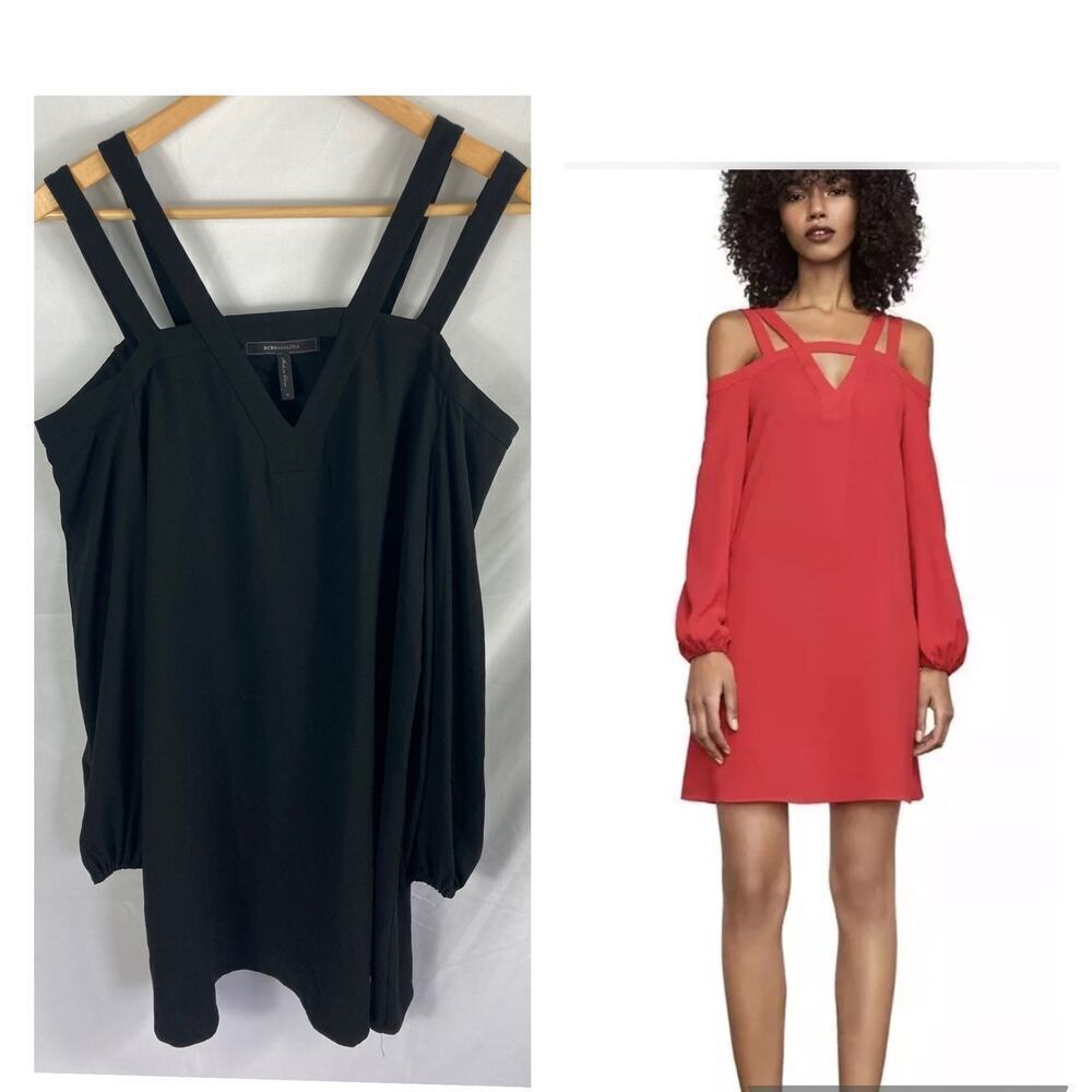 BCBGMaxazria Weiss Strappy Cold Shoulder Dress black Size Small